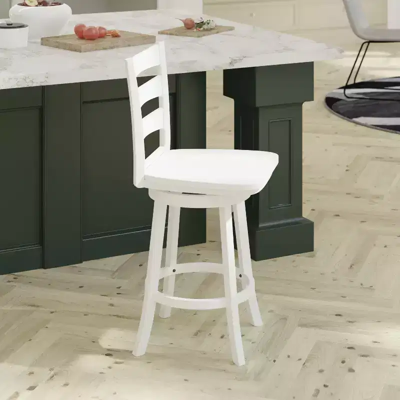 Emma and Oliver Classic Ladderback Counter Height Dining Stool with Wood Seat