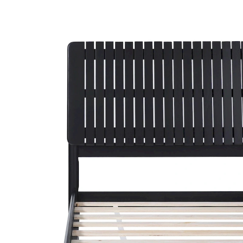 Slatted Headboard Modern King Platform Bed Frame - Wood Slat Support, No Box Spring Needed