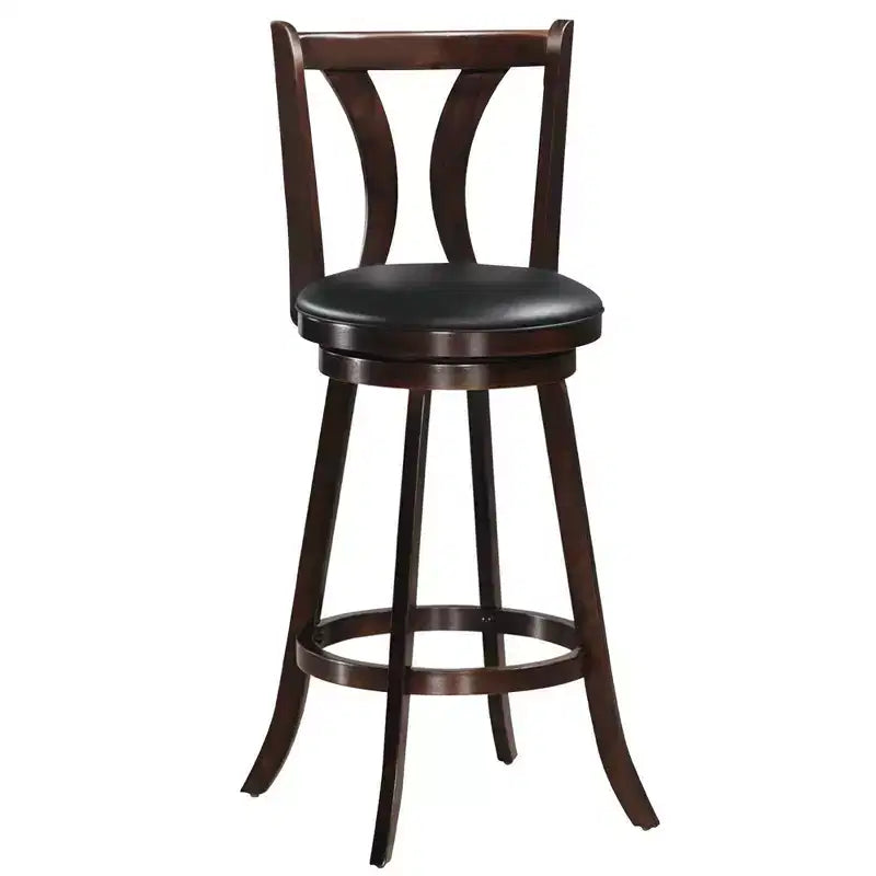 Swivel Bar Stools 29.5 with Rubber Wood Legs, PVC Leather Seat