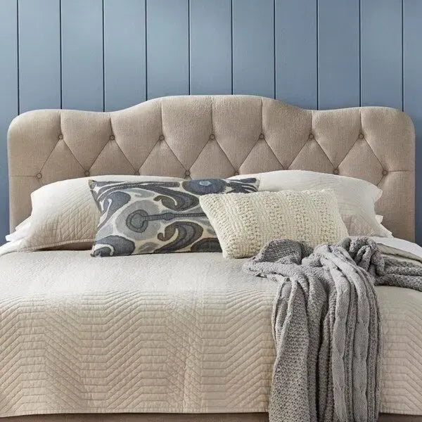 Traditional upholstered button tufted queen headboard