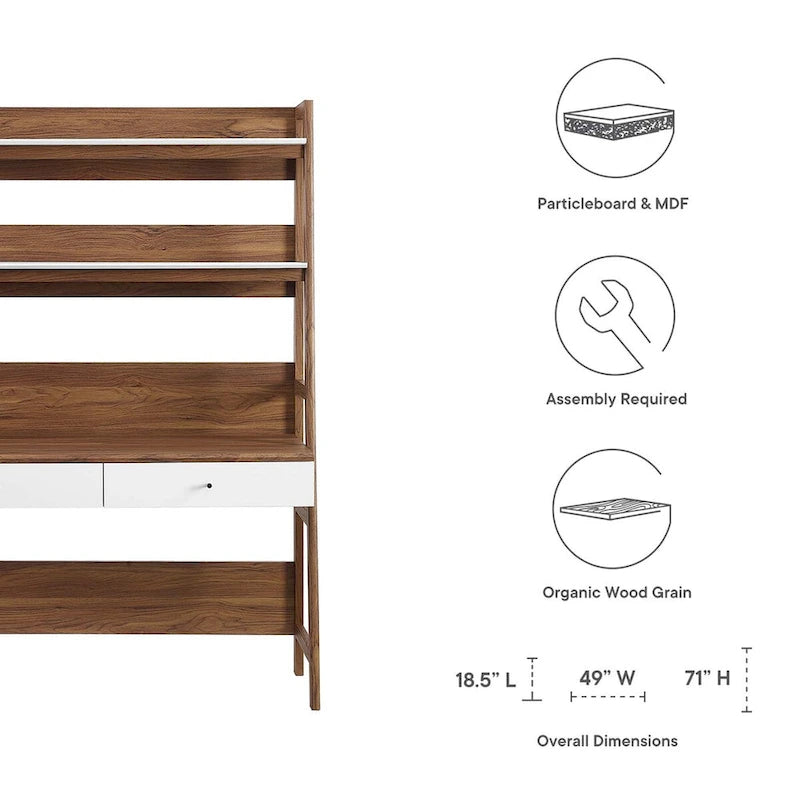 Office Desk with Bookshelf and Storage Drawers
