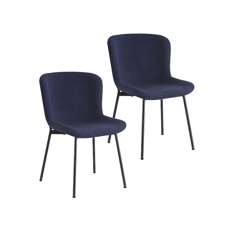 Fabric Upholstered Armless Dining Chairs with Powder-Coated Steel Legs, Set of 2