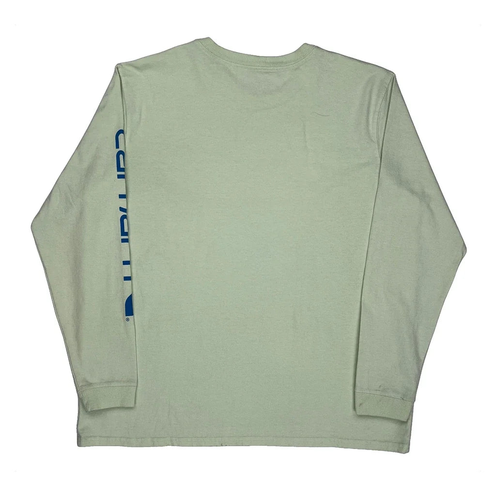 Long Sleeve T-Shirt Women XL Green Cotton Crew Neck Casual Top