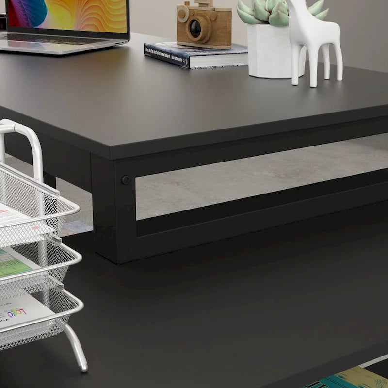 55-inch L Shaped Office Computer Desk with Drawers