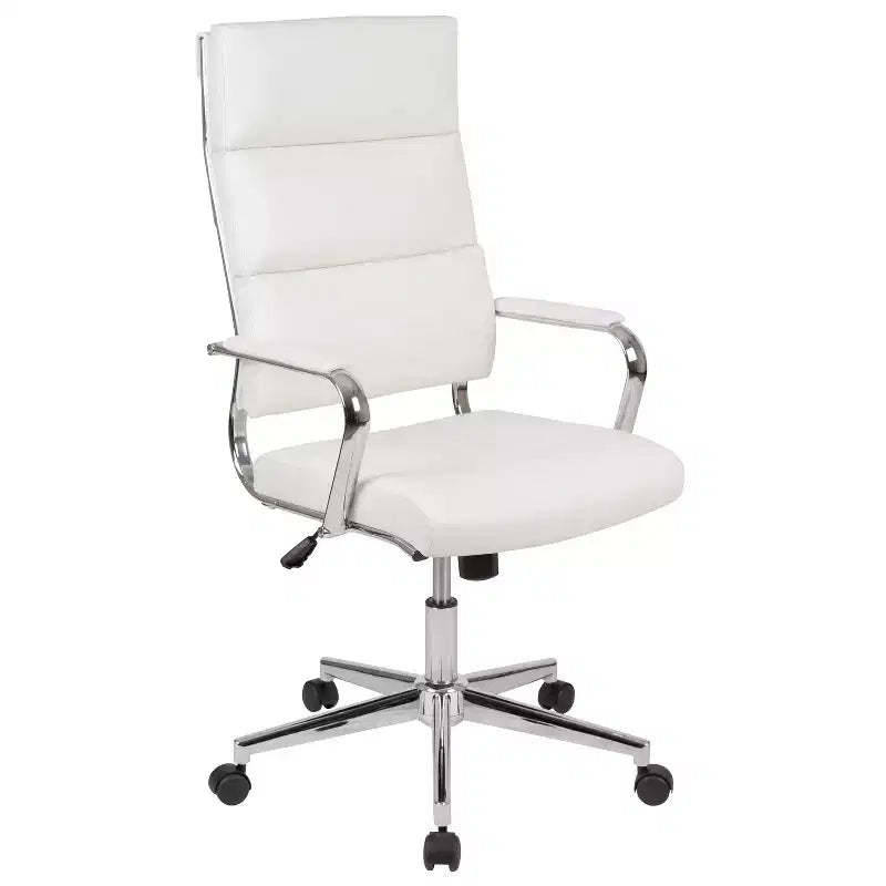 High Panel-Back Ergonomic Executive Office Chair with Padded Metal Arms, 360�� Swivel