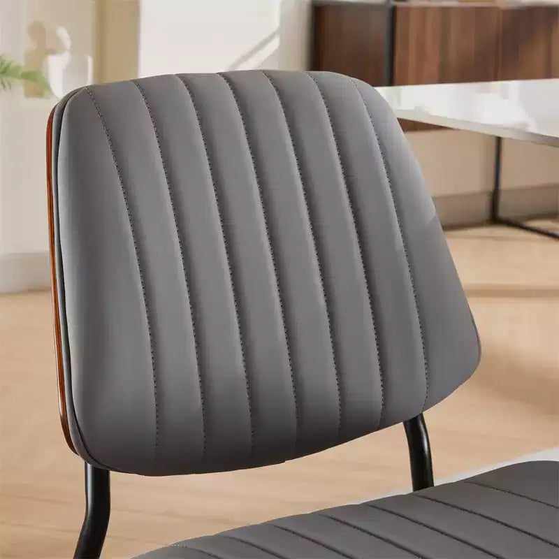 Set of 2 Mid-Century Upholstered Dining Chairs, Linen