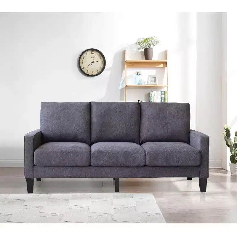 GDFStudio Hodgson Modern 3-Seat Wood and Fabric Upholstered Sofa