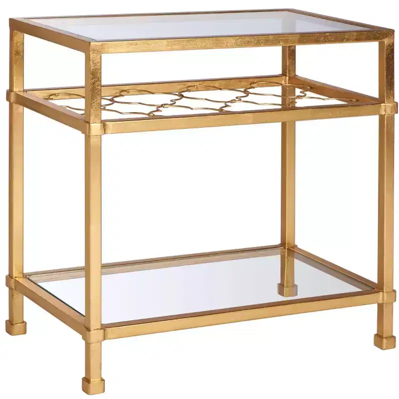 Hanzel Gold Leaf Glass Side Table - AMH8312 - Safavieh Couture