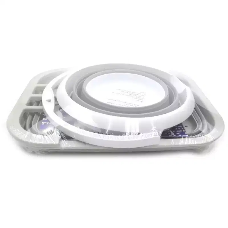 SAMMART 2pcs Kitchen & Outdoor Set : Collapsible Dish Drainer with Drainer Board & 5L Collapsible Plastic Bucket (2, Grey+Grey)