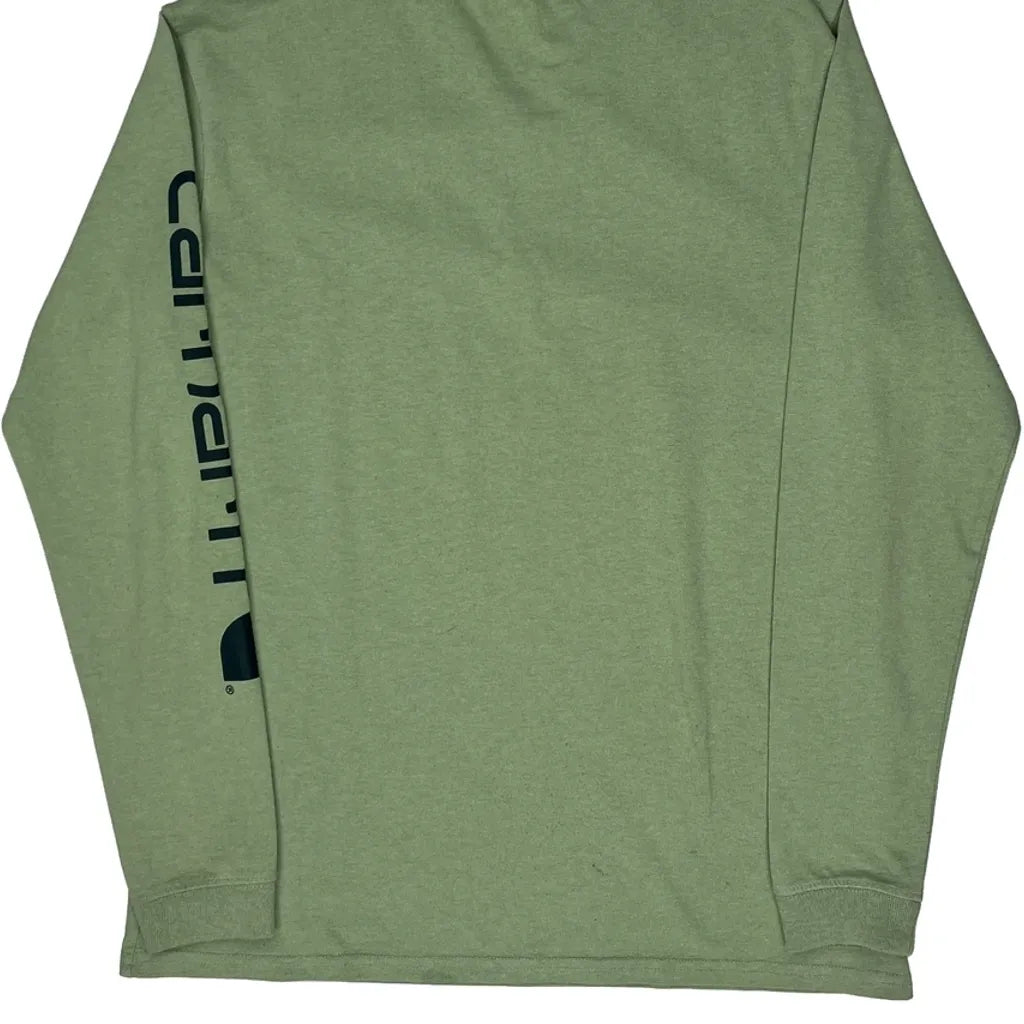 Women's Long Sleeve Crew Neck T-Shirt Small Green Cotton Casual