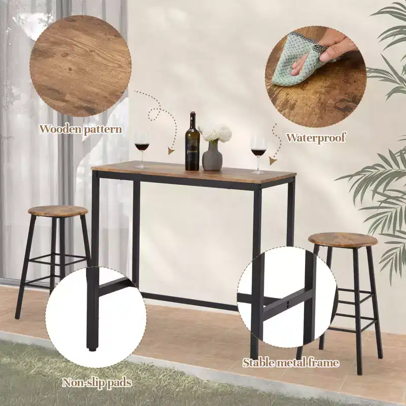 EROMMY 3 - Piece Dining Set, Rectangular Bar Table Set