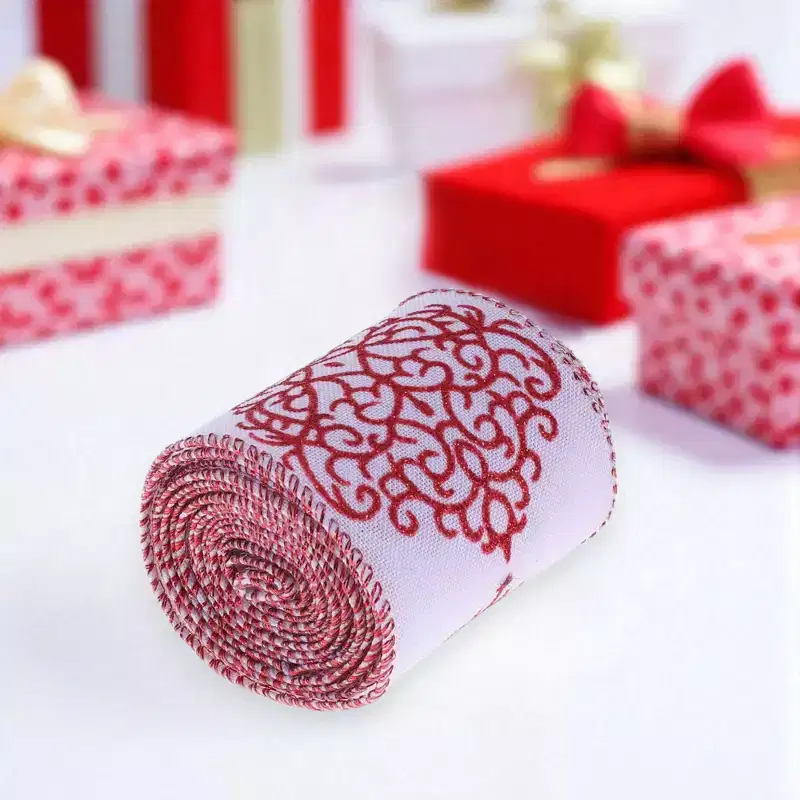 Unique Bargains Gift Wrap Ribbons Polyester Pink White 78.74x2.56 1 Pc