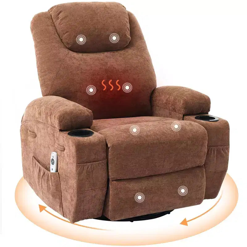 360 Swivel Rocker Recliner Chair with Massage and Heat