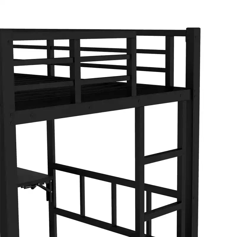 Full over Twin Bunk Bed with Built-in Wardrobe, Trundle, and Foldable Desk