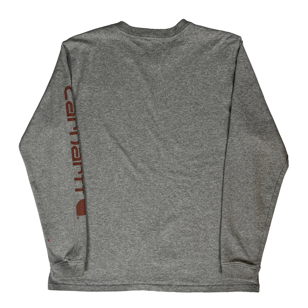 Long Sleeve T-Shirt - Large Grey Cotton Crew Neck Women