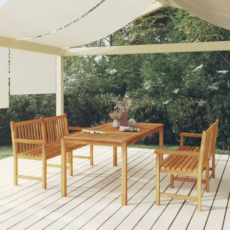 vidaXL Garden Dining Set Natural Teak Solid Teak Wood Large Durable