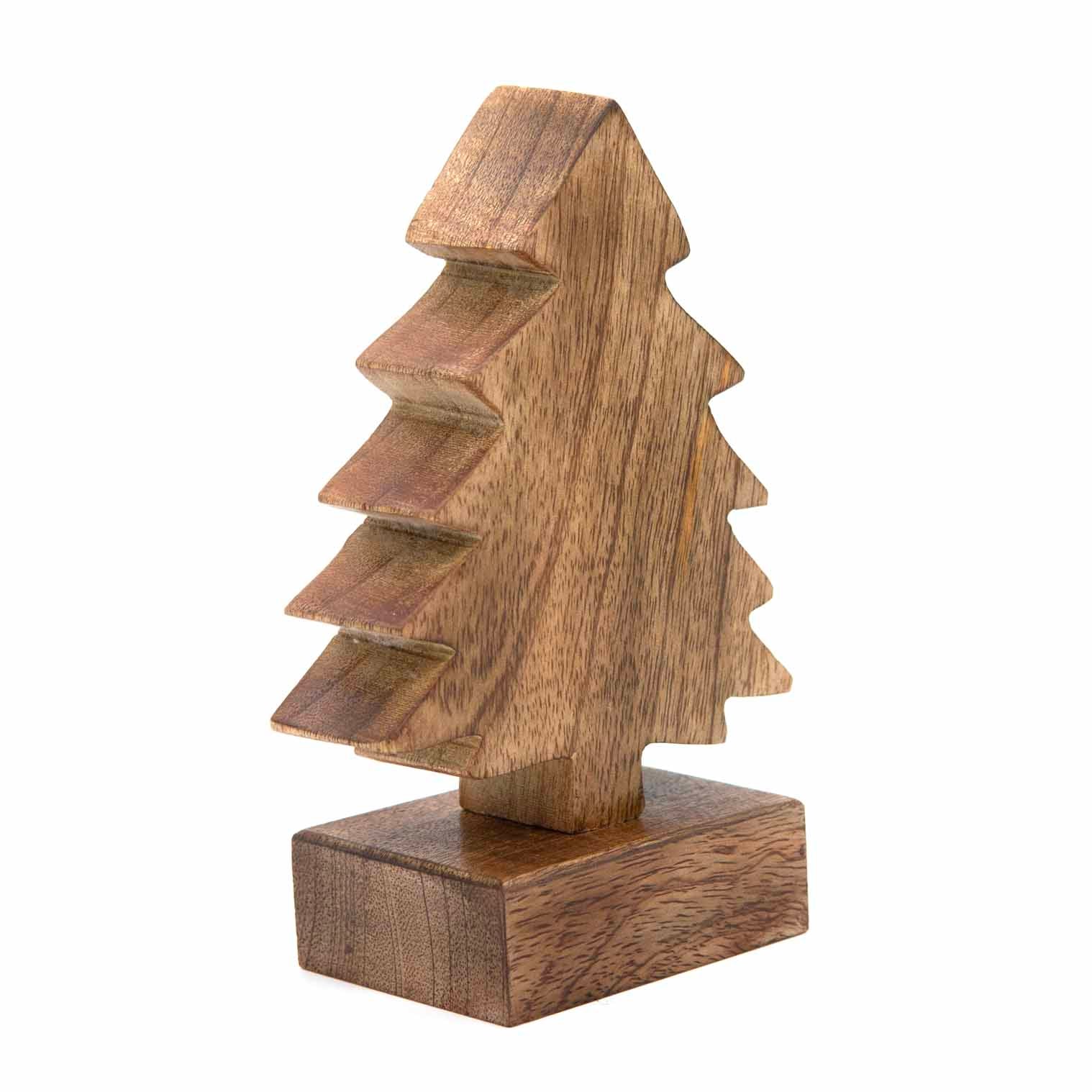 Carved Mango Wood Christmas Tree, Small