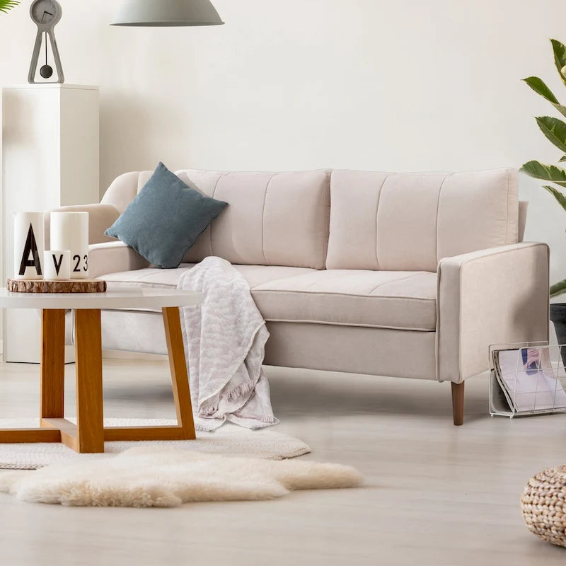Convertible Sofa Couch with Cushioned Seat and Wooden Legs