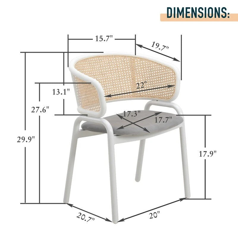 Modern Stylish Dining Arm Chair with Rattan Back and Steel Legs