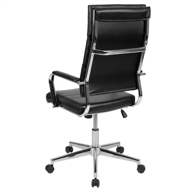 High Panel-Back Ergonomic Executive Office Chair with Padded Metal Arms, 360�� Swivel