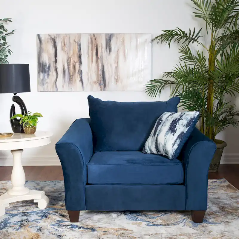 Roundhill Furniture Camero Fabric Pillowback Chair in Navy Blue