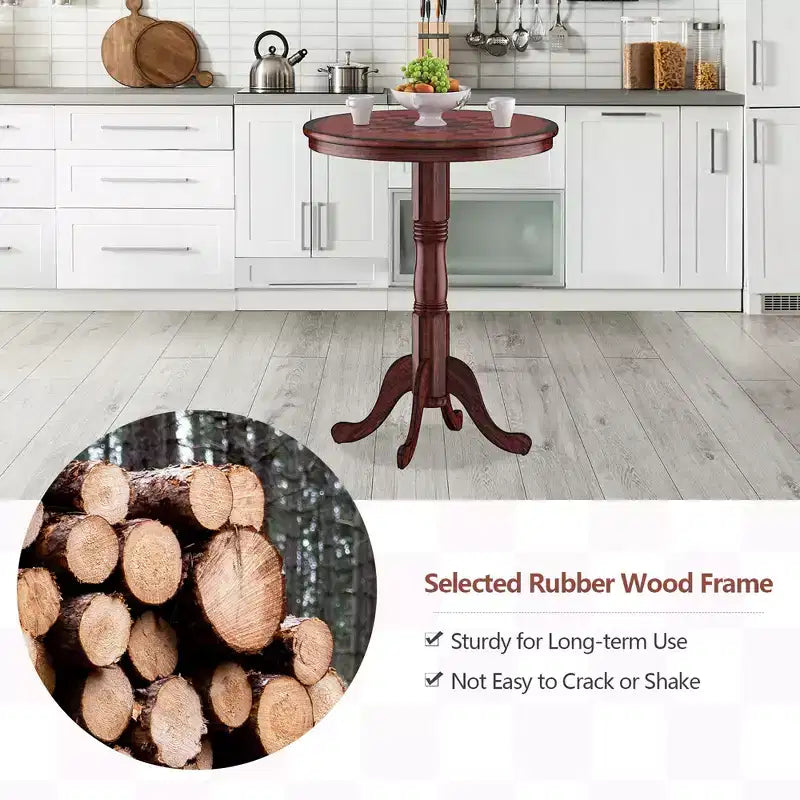 3pcs Pub Table Set 30'' Round Bar Height Table & 2pcs Swivel Bar Stools