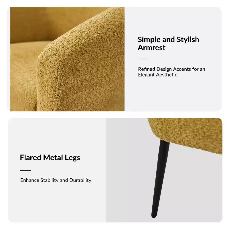 Guy Modern Boucle Armchair Set of 2 with metal leg ART OF LIVING DESIGNS