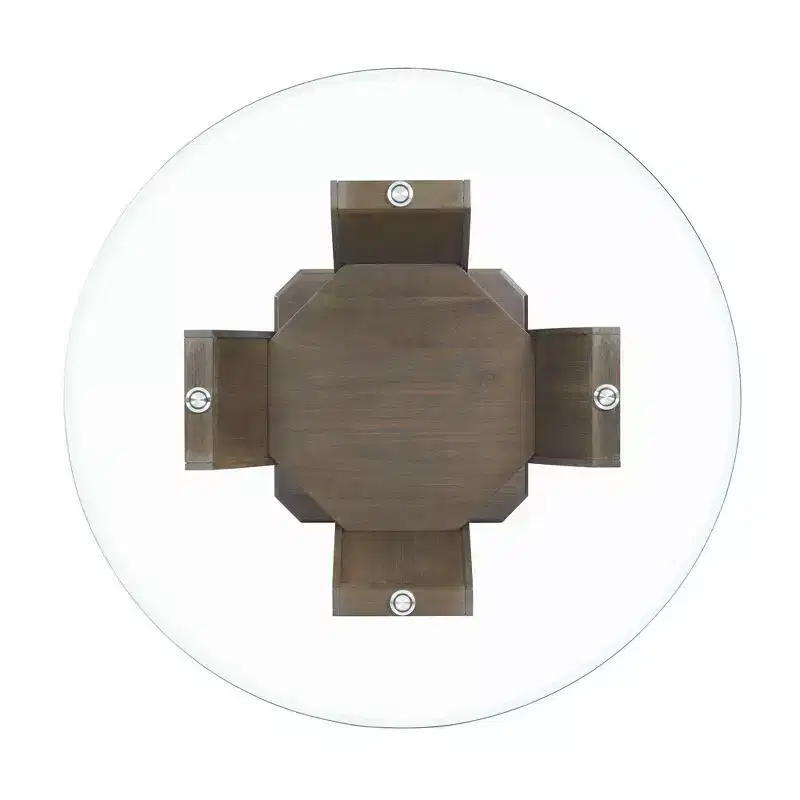 5pc Simms Round Counter Height Dining Set Walnut - Picket House Furnishings: Glass Top, Cream Chairs, Modern Style