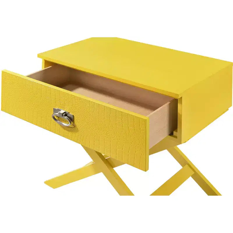 X Frame 1-Drawer Nightstand with Textured Drawer Front