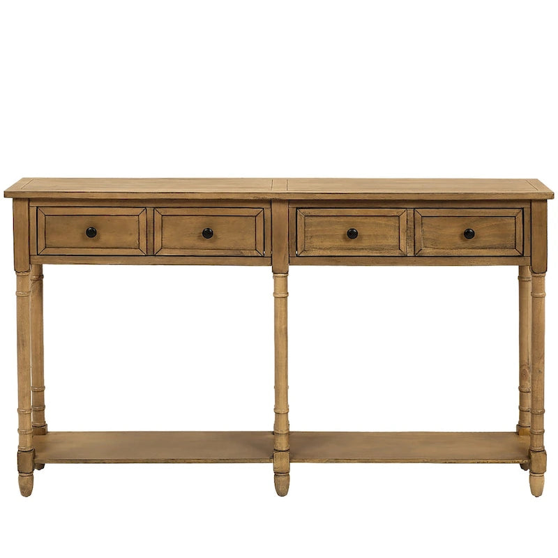 2-Drawer Console Table with Bottom Shelf