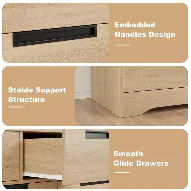 5-Drawer Wooden Dresser, Chest of Drawers for Bedroom & Living Room