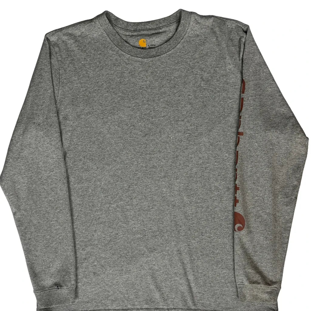 Long Sleeve T-Shirt - Large Grey Cotton Crew Neck Women