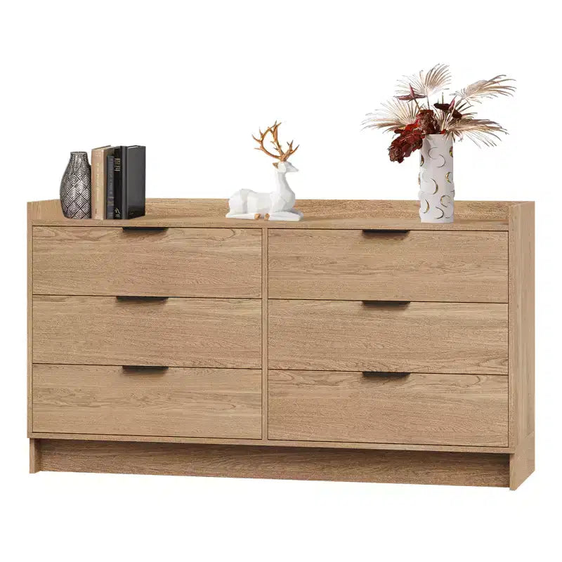 6-Drawer Dresser 鈥?52.5W x 16D x 29.5H, Modern Engineered Wood Chest