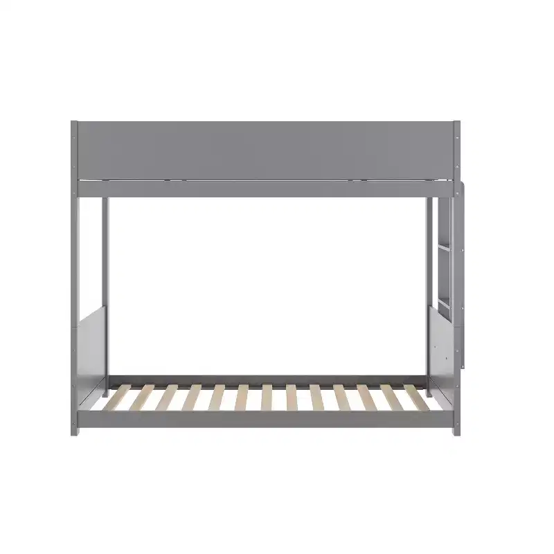 Emma and Oliver Kids Bunk Bed with Convertible, Solid Wood Frame and Easy-to-Climb Ladder with No Box Spring Required