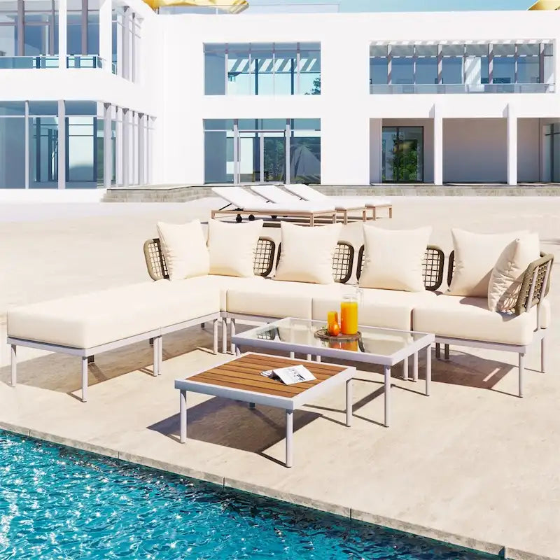 8-Piece Patio Sectional Sofa Set with Coffee Table