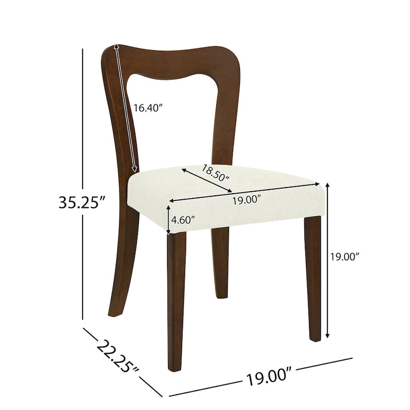 Modern Upholstered Dining Chair Set of 2 with Open-Back Design