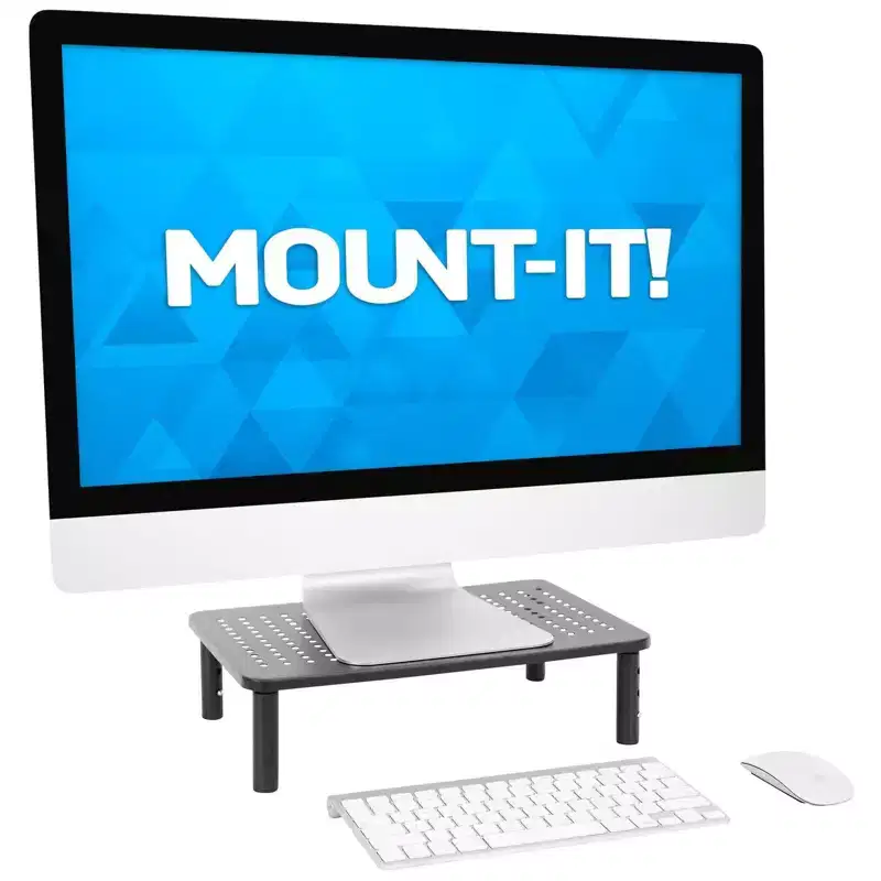 Mount-It! Metal Monitor Riser 2-Pack | Height Adjustable Computer Display and Laptop Stand for Desktop | Fits Up to 32 Screens, 44 Lbs. Capacity