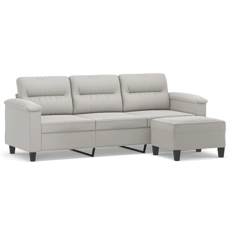 Modern Accent Upholstered Chair with Footstool Microfiber Fabric