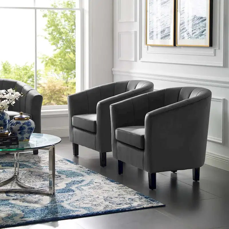 Channel Tufted Velvet Armchair