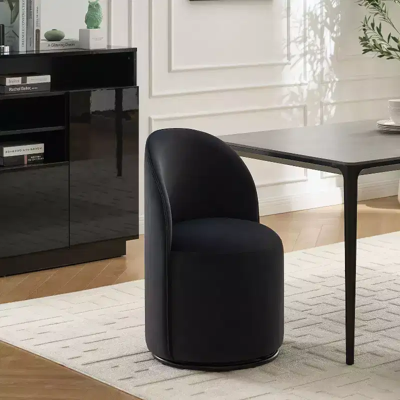 Modern 360° Swivel Velvet Barrel Dining Chair with Thick Cushion