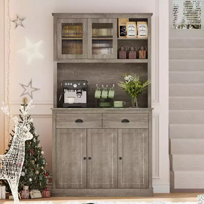 Whizmax Pantry with Drawers and Adjustable Shelves, 71Tall Freestanding Kitchen Pantry with Microwave Stand, Hutch Cabinet for Kitchen, Dining Room
