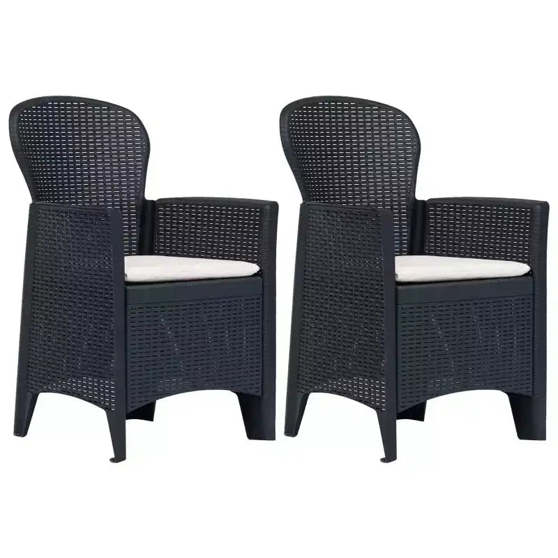 vidaXL Patio Chairs 2 Pcs Dining Single Chair with Cushion Plastic Rattan Look