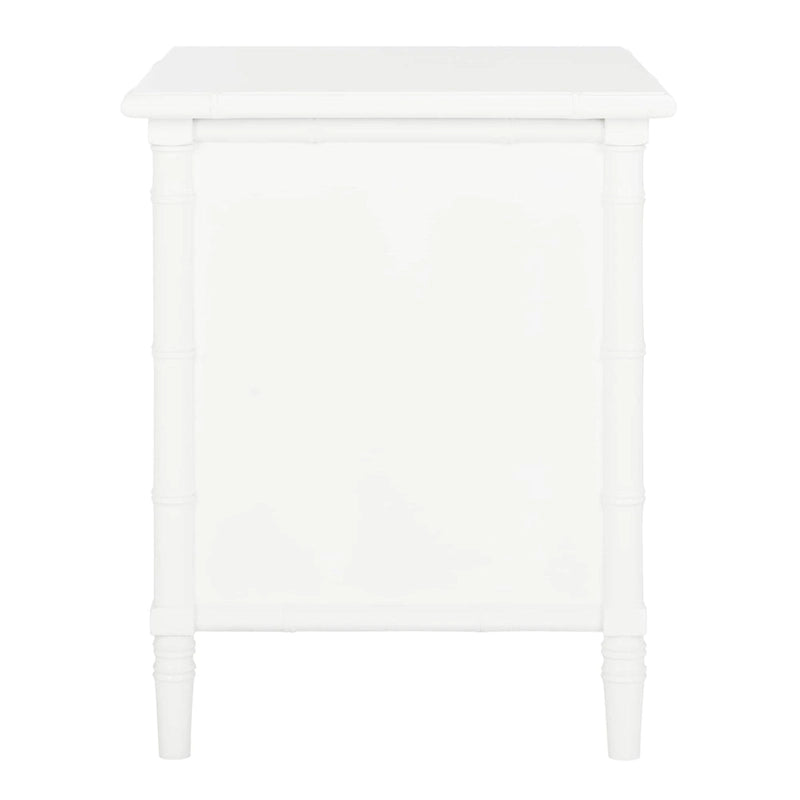 Modern Coastal 3-Drawer Nightstand with Bamboo-Style Frame & Gold Pulls