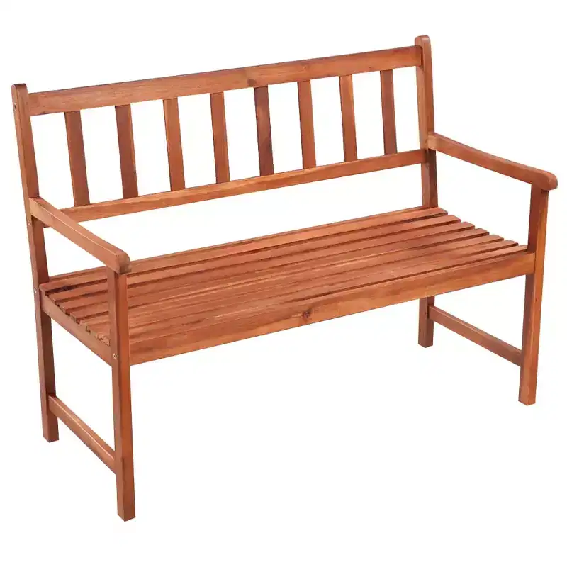 Garden Bench Acacia Wood, Blue Cushion