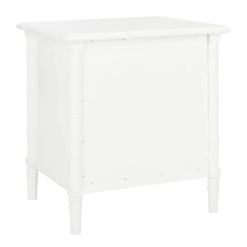 Modern Coastal 3-Drawer Nightstand with Bamboo-Style Frame & Gold Pulls