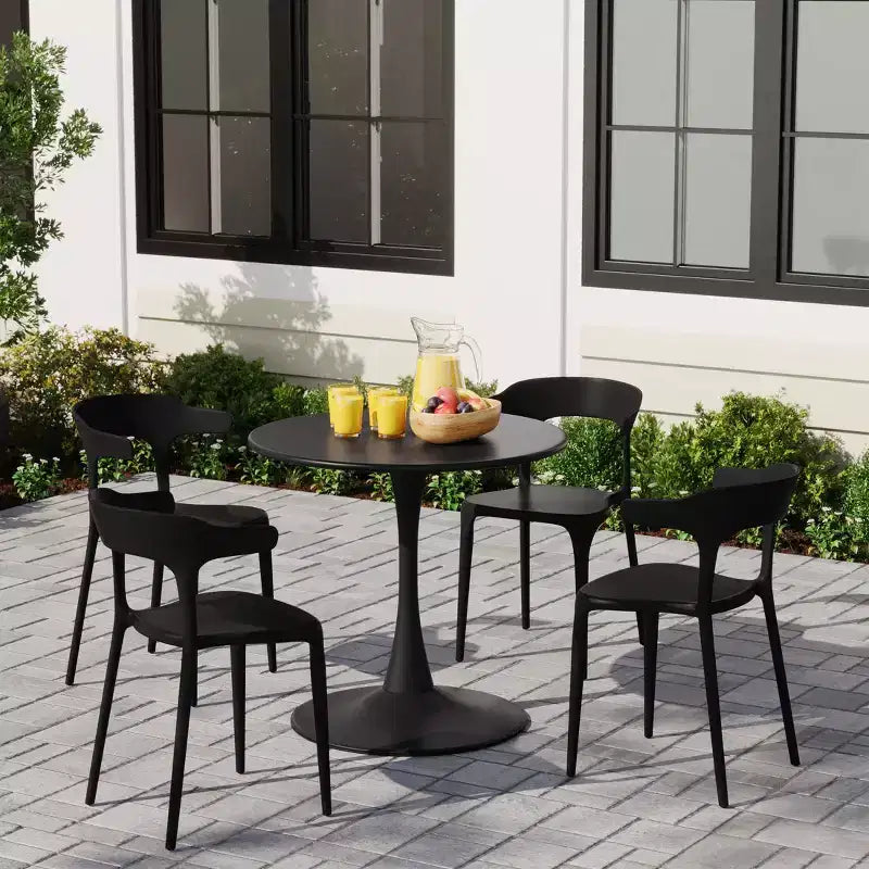 WestinTrends Playa 5-Piece Outdoor Metal Patio Dining Table Set With Stackable Patio Chairs