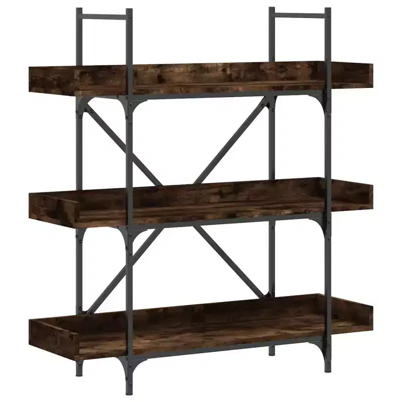 vidaXL Bookcase Brown oak Engineered wood and metal 39.4 x 13.0 x 42.7 in