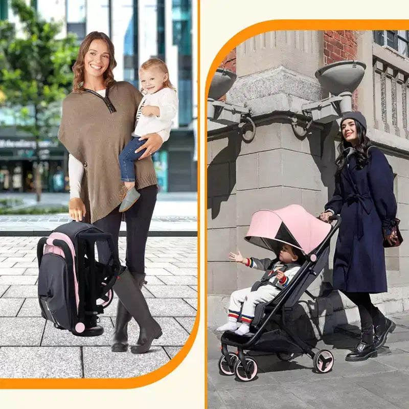Compact Triple-Fold Baby Stroller with Canopy