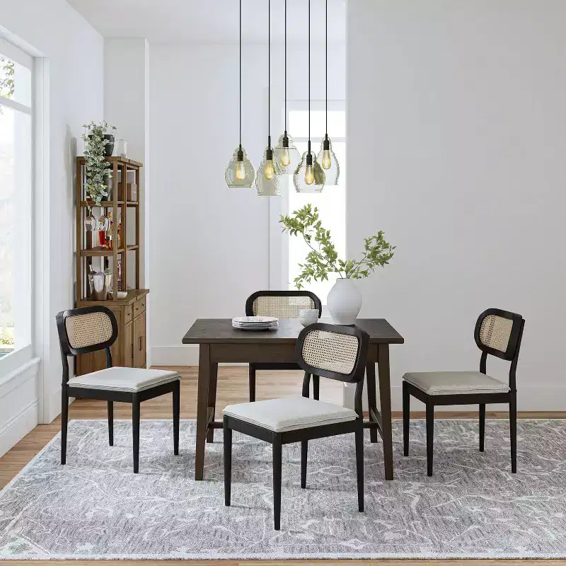 Hartmut Modern Ratten Dining Chair Set of 2 with Solid Wood Legs ART OF LIVING DESIGNS
