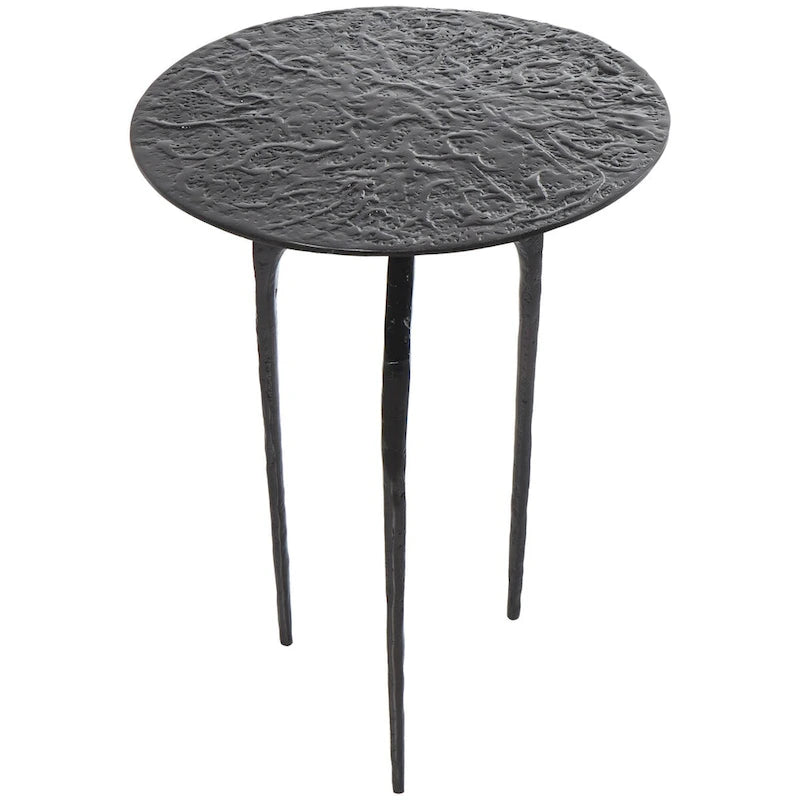 Aluminum Metal Geometric Slim Textured Side End Accent Table